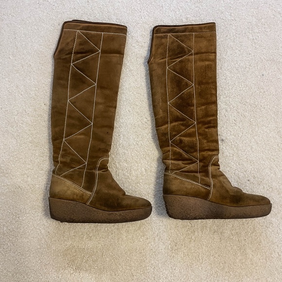 Michael Kors Brown Suede Shearling Tall Boots - Picture 2 of 12
